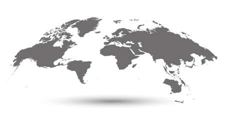 world map on white background. World map template with continents, North and South America, Europe and Asia, Africa and Australiaのイラスト素材