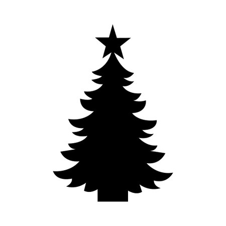 Christmas tree icon. Silhouette of Christmas tree. Vector illustrationのイラスト素材