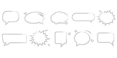Retro empty comic speech bubbles set with black halftone shadows. ... Vector illustrationのイラスト素材