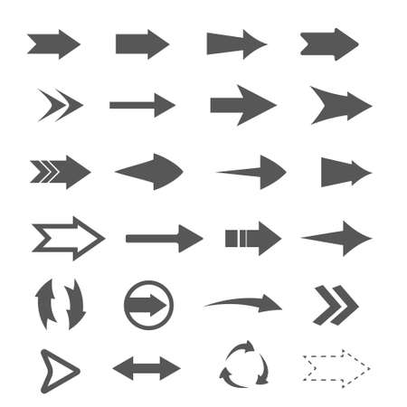 Arrows set. Arrow icon collection. Set different arrows or web design. Arrow flat style isolated on white background - stock vector.のイラスト素材