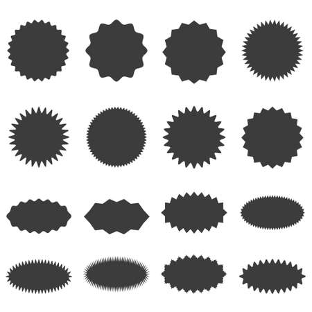 Starburst sticker set - collection of special offer sale round and oval sunburst labels and badges.のイラスト素材