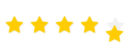 Five stars customer product rating. Flat icon for apps and websites.のイラスト素材