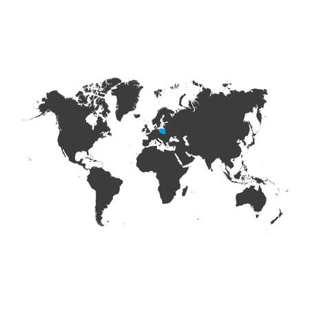 European country Poland marked by blue in world map vector illustration.のイラスト素材