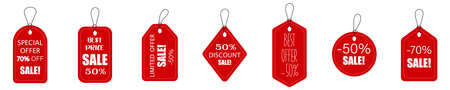Set of sale tags with text. Limited edition, best choice, special offer.