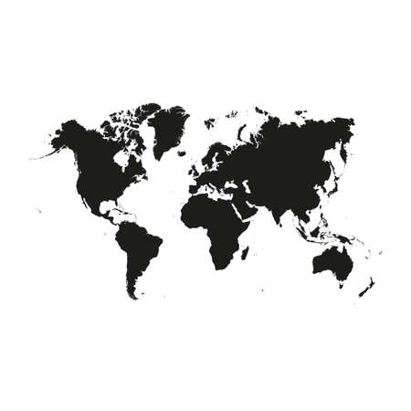 Highly detailed flat gray vector world map isolated on the white background. Template for web site, iconographics.のイラスト素材