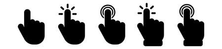 Vector hand cursors icons click setのイラスト素材