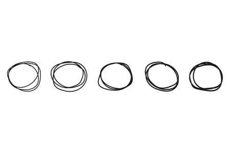 Hand drawning circle line sketch set.のイラスト素材