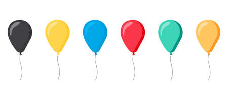 Balloons Set - Cartoon Flat Style. Isolated on White.のイラスト素材