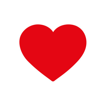 Red heart icon isolated on white background. Love symbol. Flat design.のイラスト素材