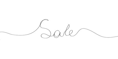 Continuous one line drawing of word sale on white background. Vector illustrationのイラスト素材