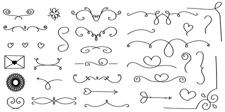 Set of hand drawn doodle elements for your design. Vector illustration.のイラスト素材