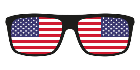 Sunglasses with USA flag on white background. Vector illustration.のイラスト素材
