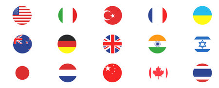 Set of flags of different countries. Vector illustration on white background.のイラスト素材