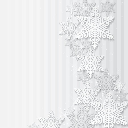illustration abstract Christmas and New Year background with silver snowflakes wave and glitter dust. Winter design. Xmas card templateのイラスト素材