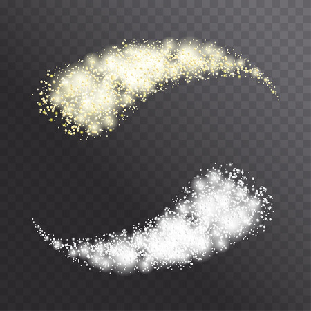 Glow light effect. Star burst with golden sparkles, glitter texture.のイラスト素材