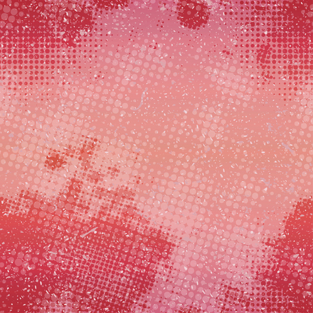 Vivid vintage vector seamless background in grunge style with scribbled texture and halftone dots in shades of redのイラスト素材