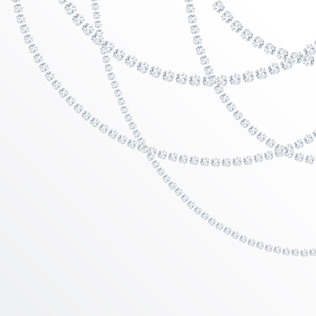 Diamond sparkling beads. Shining precious gems chain. Round shape. Modern jewelery backgroundのイラスト素材
