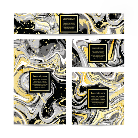 Corporate Identity templates set design with  marble texture, liquid paint.のイラスト素材