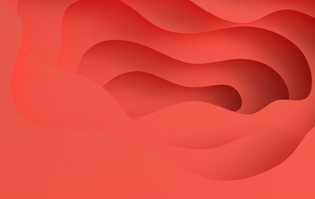 Paper art cartoon abstract waves, holes. Paper carve background. Modern origami design template. 3d rendering illustration. Paper layers in pastel colorsの写真素材