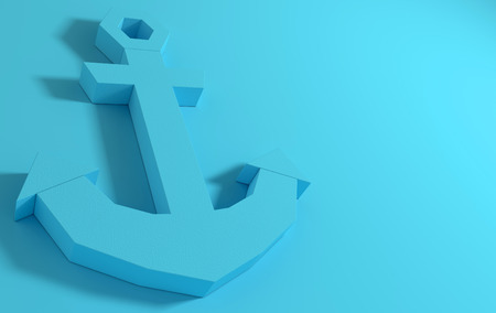 Paper nautical anchor icon. Modern origami design