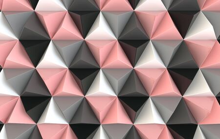 3d render coloful background. Paper pyramid geometric abstract illustration