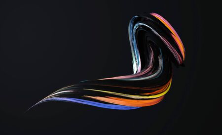 Colorfull dynamic abstract twisted shape. 3d render vawe, spiral. Computer generated geometric illustrationの写真素材