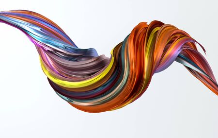 Colorfull dynamic abstract twisted shape. 3d render vawe, spiral. Computer generated geometric illustrationの写真素材