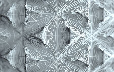 Abstract lines structure. Detailed geometrical ornament. Fantasy fractal texture. 3d rendering