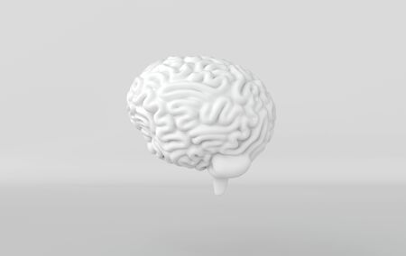 3d brain rendering illustration template background. The concept of intelligence, brainstorm, creative idea, human mind, artificial intelligence.の写真素材