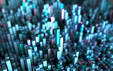 Cubes pattern futuristic background. Science fiction background of geometric shapes with depth of...