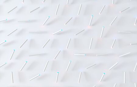 Computer generated minimalistic background with glowing neon cylinder shapes. Abstract geometric...