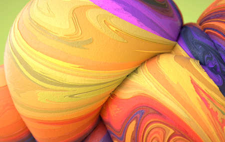 Abstract curved organic smooth soft forms with frozen icecream texture. Computer generated...
