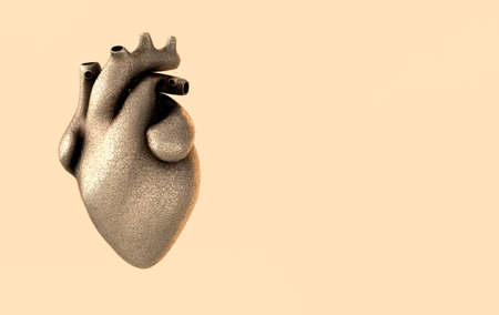 Realistic human heart organ with arteries and aorta 3d rendering. Happy Valentines Day greeting...