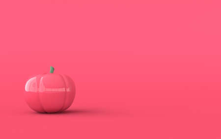 3d render pumpkin on pink background space. Minimal concept. Holiday decoration pumpkin for celebration halloween event templateの写真素材