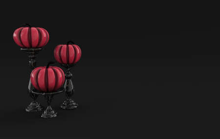 3d render pumpkin on pedestal background. Minimal concept. Holiday decoration pumpkin for celebration halloween event templateの写真素材