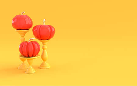 3d render pumpkin on pedestal background. Minimal concept. Holiday decoration pumpkin for celebration halloween event templateの写真素材