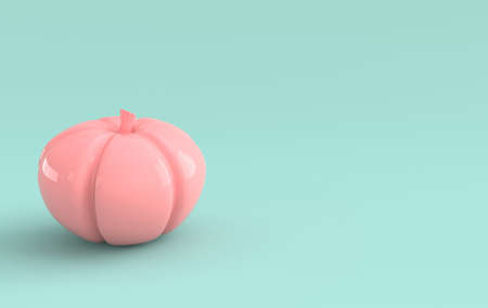 3d render pumpkin on pastel colored background space. Minimal concept. Holiday decoration pumpkin for celebration halloween event templateの写真素材