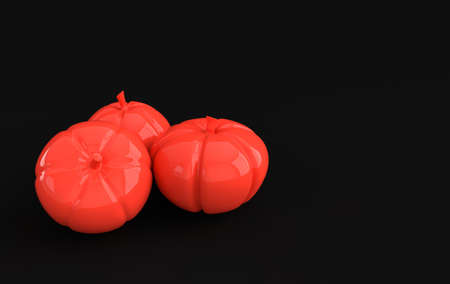 3d render pumpkin on black background space. Minimal concept. Holiday decoration, orange pumpkin for...