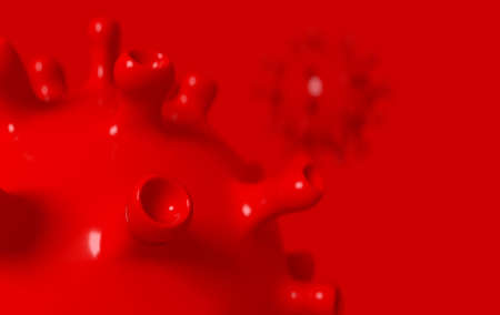 Coronavirus disease COVID-19. SARS-CoV-2 single stranded RNA virus cell. 3D rendering. Pandemic medical health risk conceptの写真素材