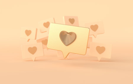 Like heart icon on a pin 3d rendering. Social media notification. Social network symbol background. I like it!の写真素材