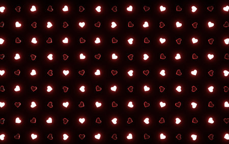 Valentines hearts background pattern 3d rendering illustration. Love celebration poster, greeting...