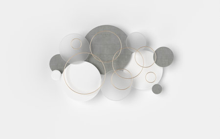 Round disc abstract background, depth of field effect. Modern panel with circles, ceramic or...