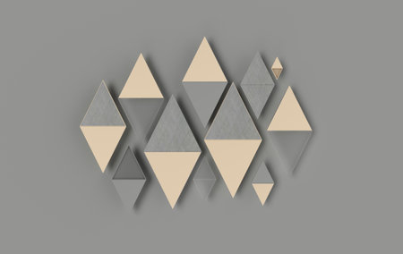 Rhombus, triangle abstract background, depth of field effect. Modern panel with trigons, ceramic or...