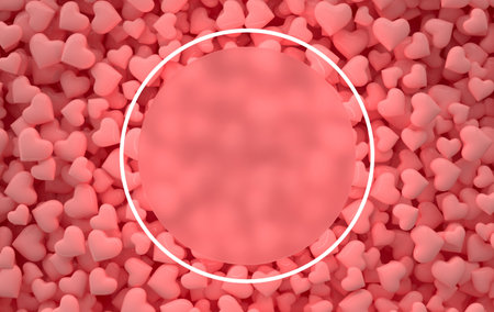 Valentines day candy hearts background pattern 3d rendering illustration. Love celebration poster,...