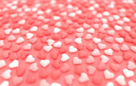 Valentines day candy hearts background pattern 3d rendering illustration Love celebration poster,...