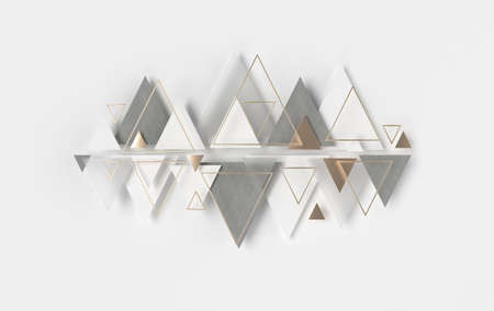 Rhombus, triangle abstract background, depth of field effect. Modern panel with trigons, ceramic,...