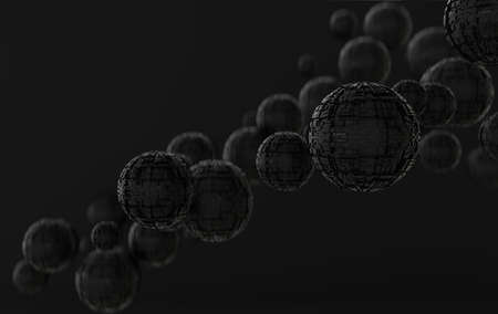 Abstract 3d rendering background with black spheres
