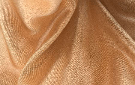 Luxury soft textile fabric in motion 3d render. Abstract modern golden cotton 3d backgroundの写真素材