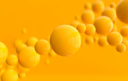 Abstract 3d rendering background with yellow spheresの写真素材