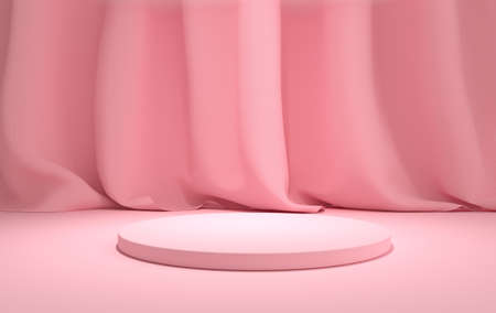 Movie theater curtains on stage or on floor, classic drapery template 3d render illustration. Circus and standup scene interiorの写真素材